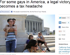 Reuters article - DOMA and taxes 7-23-13